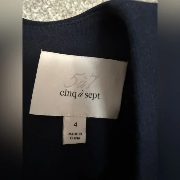 Cinq a Sept Elegant Navy Dress with Ruffle Detailing | size 4 | EUC - Picture 6 of 12